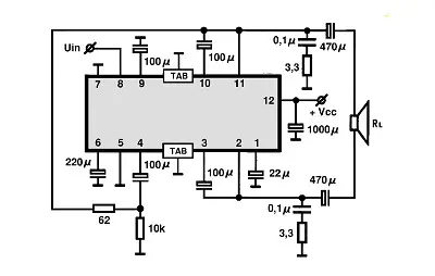 LA4558 BTL electronic component with associated schematic circuit diagram